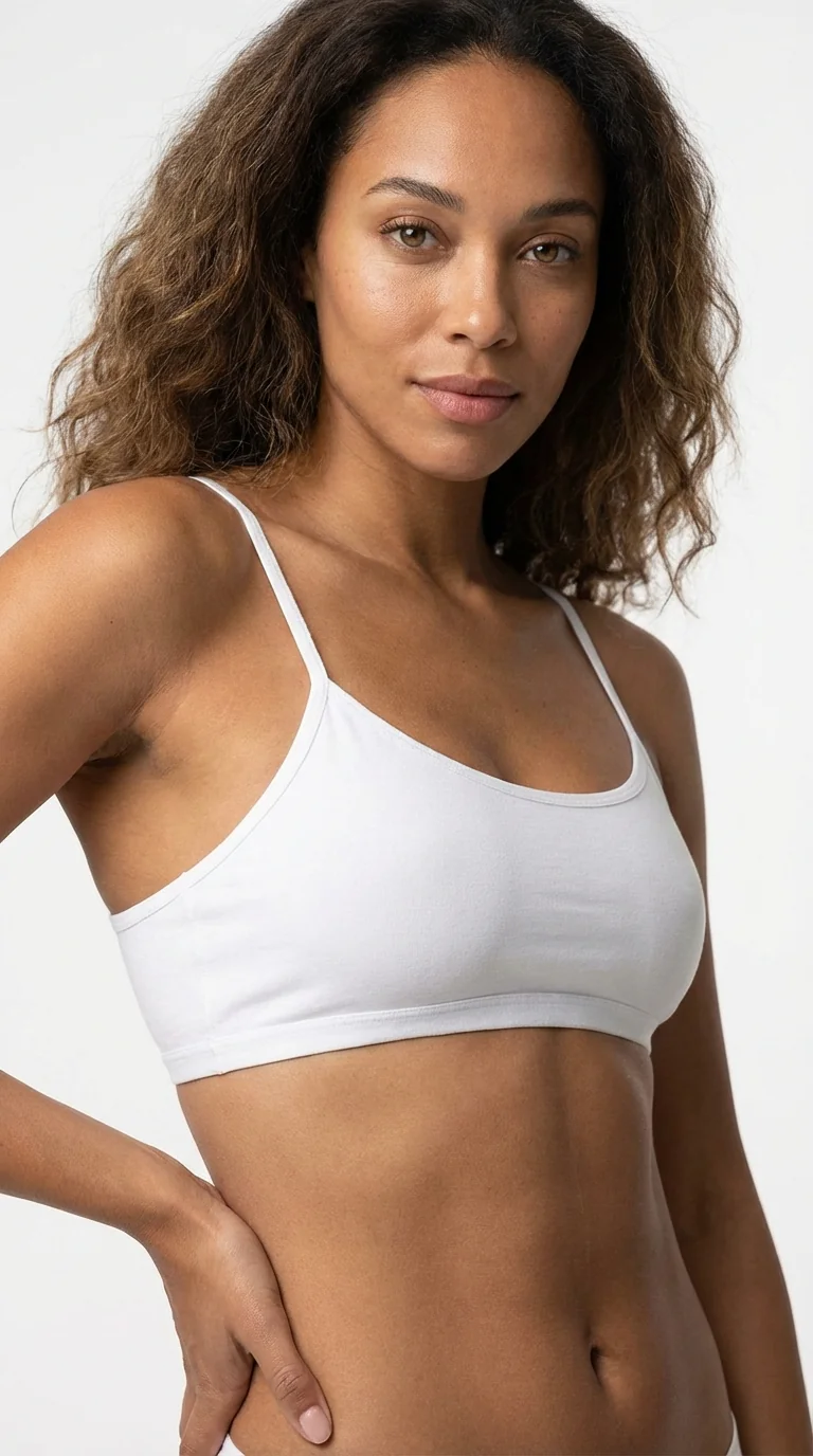 Beyaz Basic Crop Büstiyer - Yan Görünüm